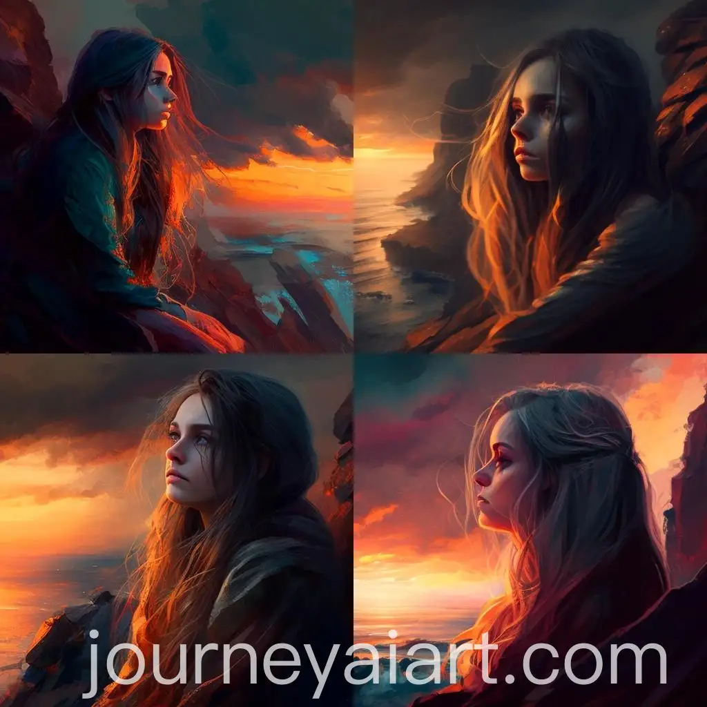 Emotional-Woman-Contemplating-Future-on-Cliff-Edge-at-Sunset