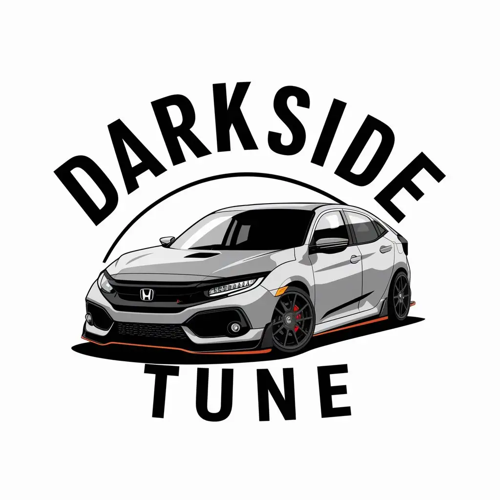 a vector logo design,with the text "DarkSide_Tune", main symbol:Automobile Honda Civic with tuning trim and a front splitter,Moderate,be used in Automotive industry,clear background