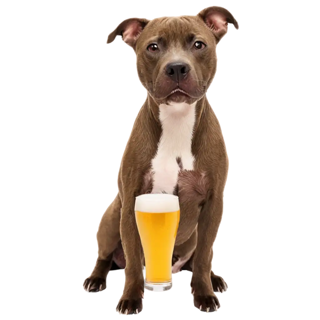 staffie drinking beer