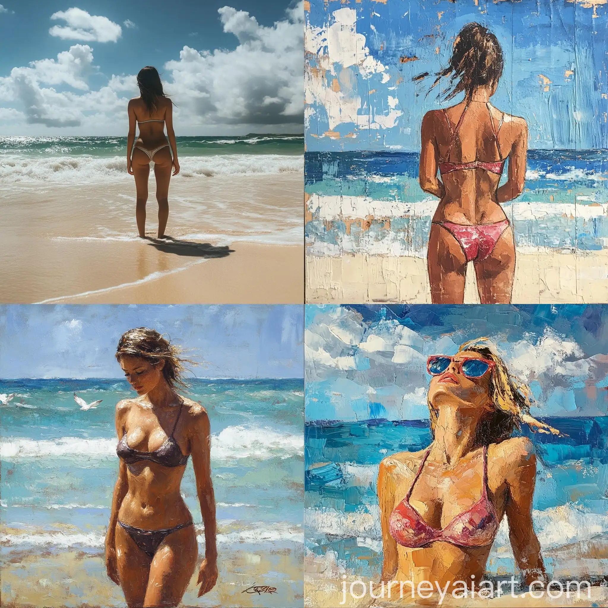 Woman-in-Bikini-Enjoying-Beach-Sunshine