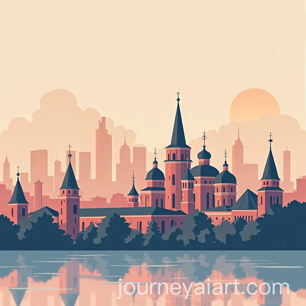 Minimalist-Vector-Illustration-of-Kiev-Cityscape-in-Flat-Design
