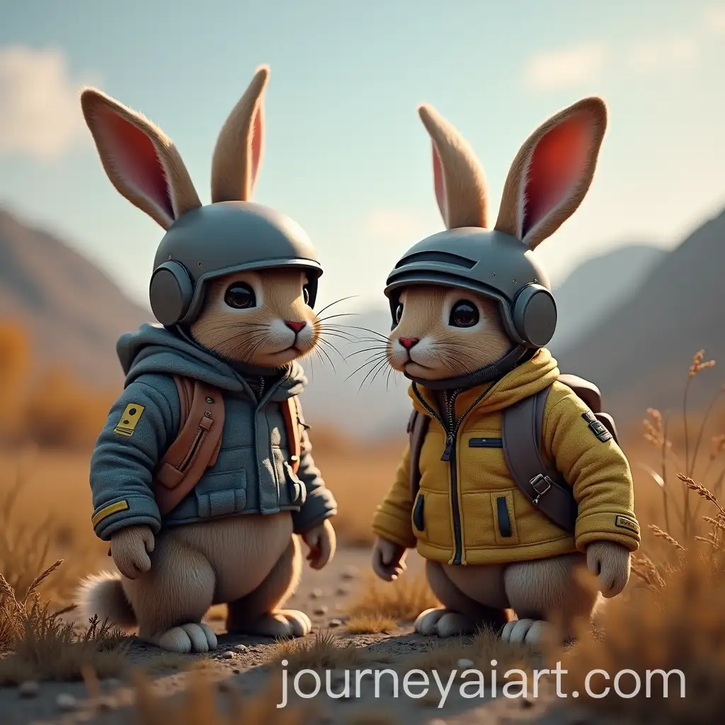 Rabbits-Wearing-PUBG-Helmets-in-Action