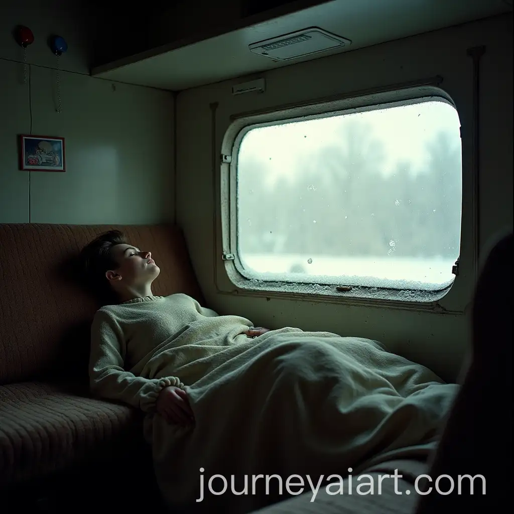 Young-David-Bowie-Sleeping-on-a-Soviet-Train-with-Winter-Landscape