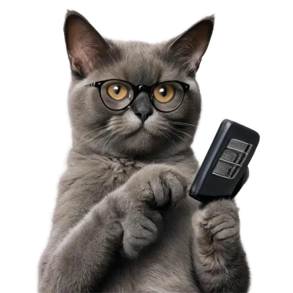 HighQuality-PNG-Image-of-a-Cat-with-Glasses-Using-a-Cellphone-Enhance-Online-Presence