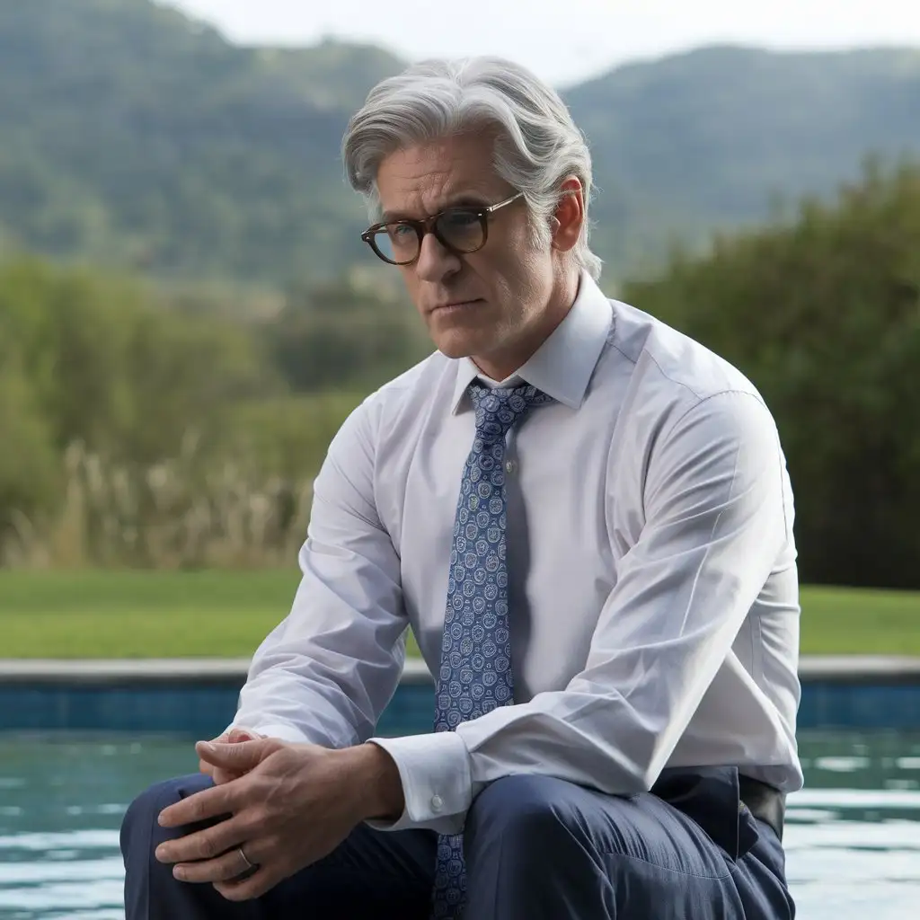 Elegant-Silver-Fox-Man-Relaxing-by-the-Poolside