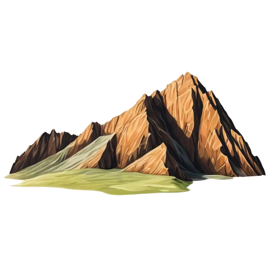 Comparison of a plateau and a mountain, isolated landforms, plateau with flat top, mountain with peak, natural colors, transparent background PNG