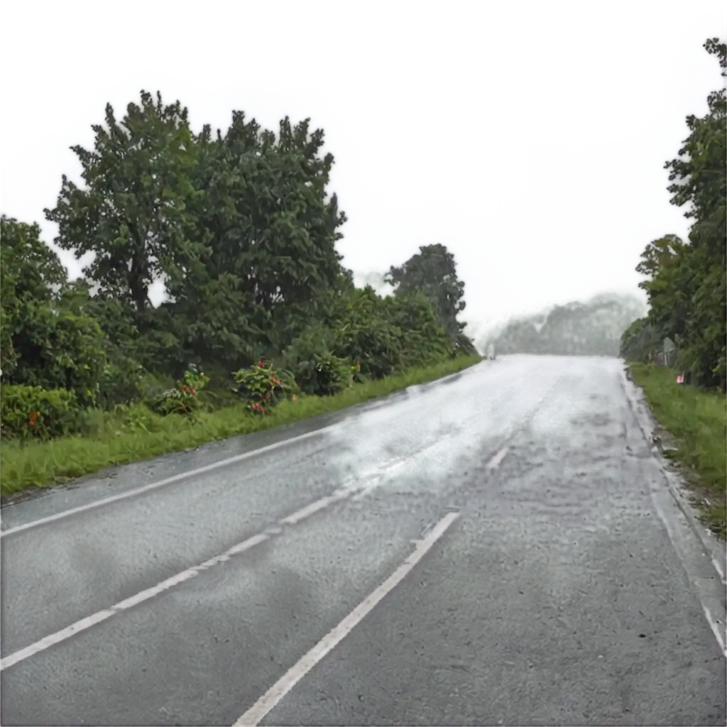 HighQuality-PNG-Image-of-Heavy-Rainy-Road-Enhance-Visual-Content-with-Clarity