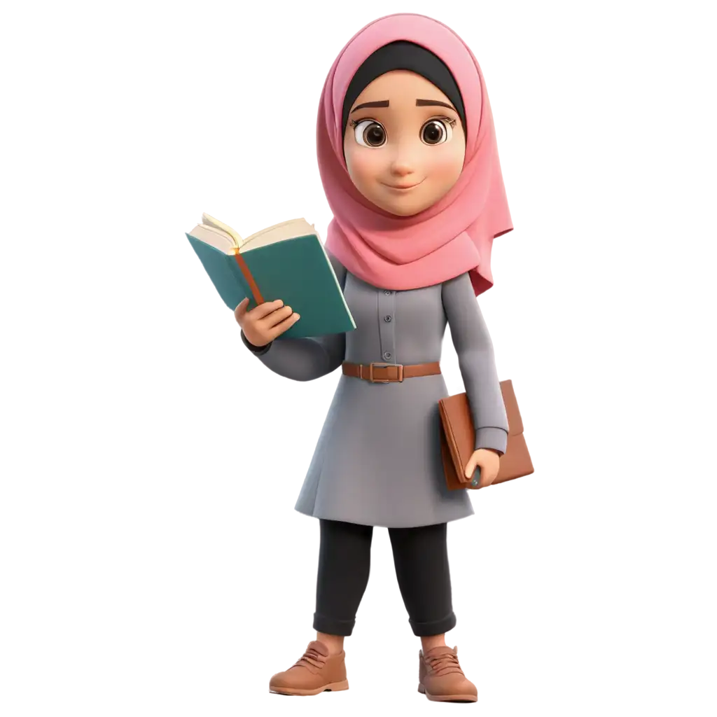 SEOFriendly-3D-Cartoon-Girl-in-Hijab-PNG-Image-with-Books