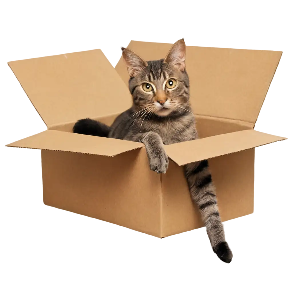 PNG-Image-A-Cat-Sitting-on-a-Box-AIGenerated-Artwork