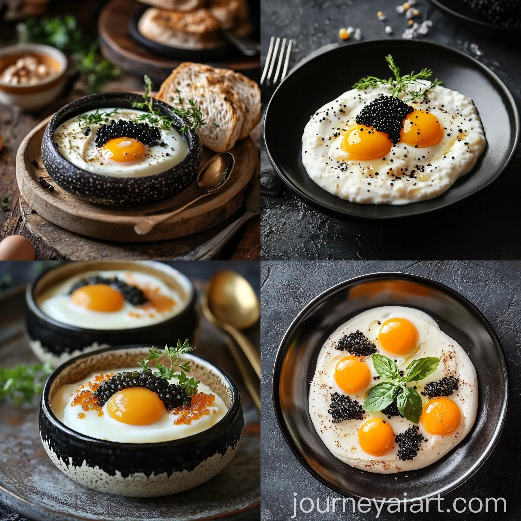 Luxury-Breakfast-with-Chicken-Eggs-Cream-and-Caviar