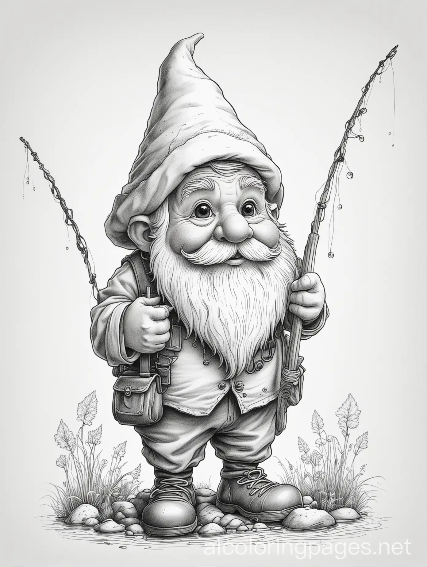 Charming-Grandpa-Gnome-Fishing-in-Line-Art-Style