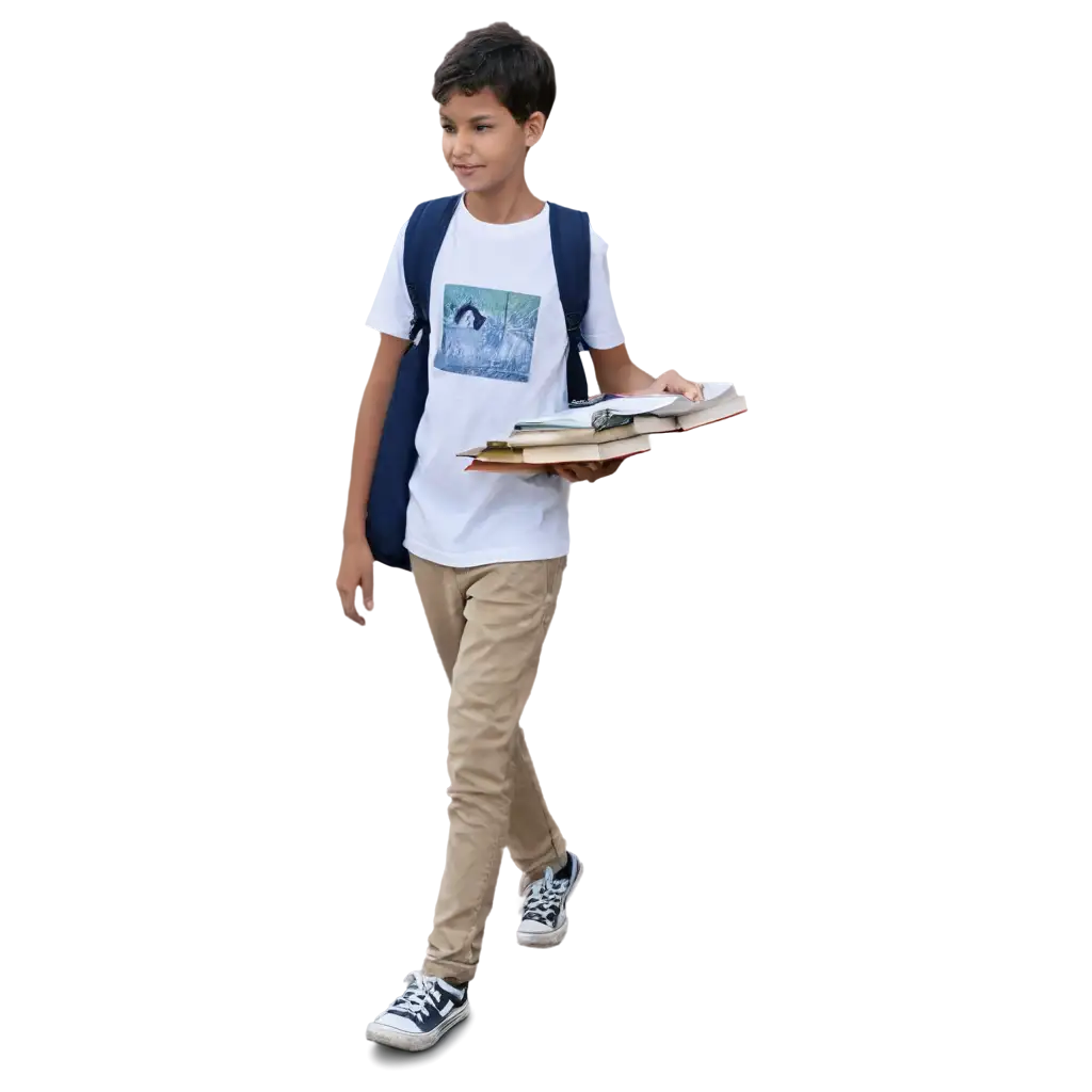 A boy with books