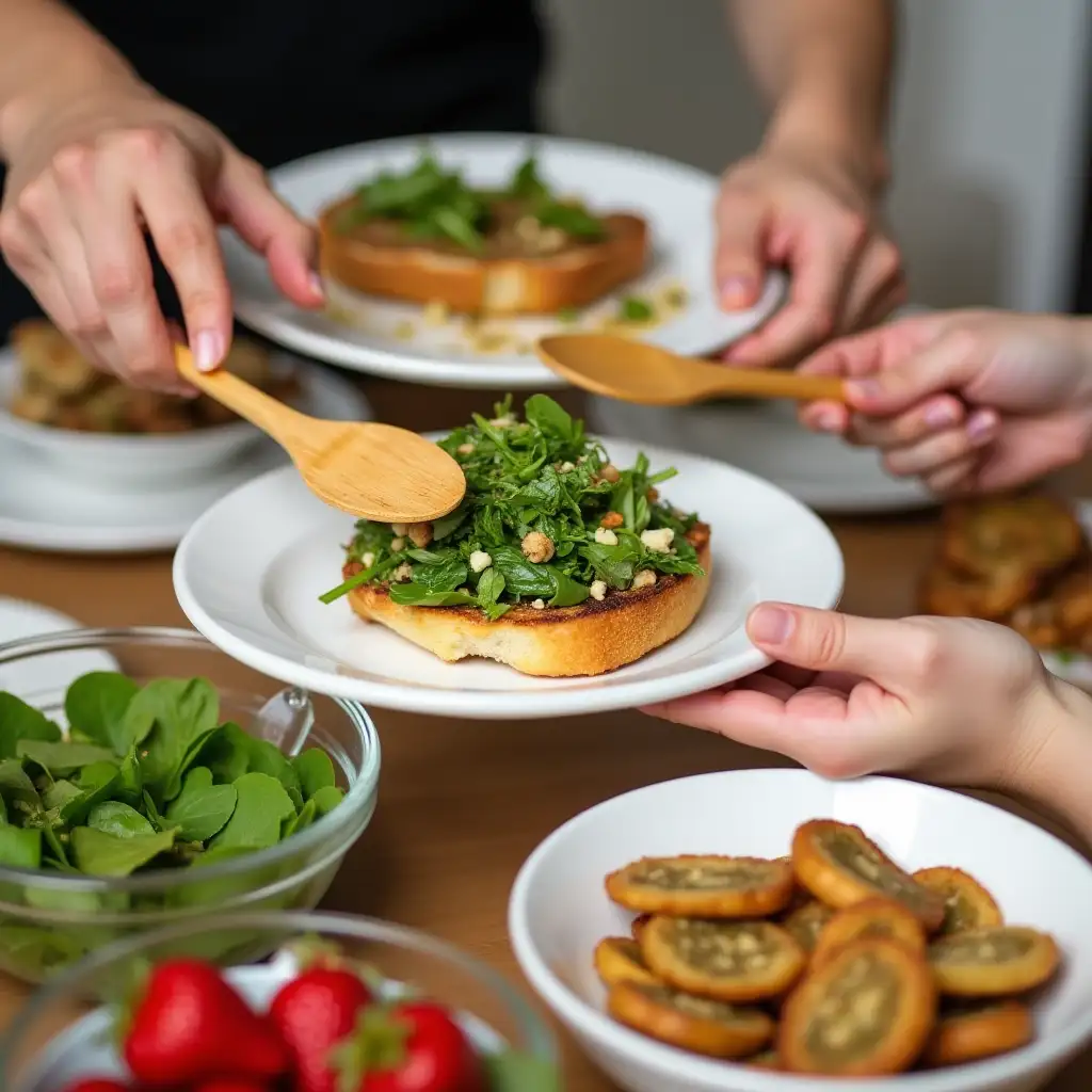 Hands-Serving-Fresh-Salad-and-Bread-at-a-Cozy-Dining-Table