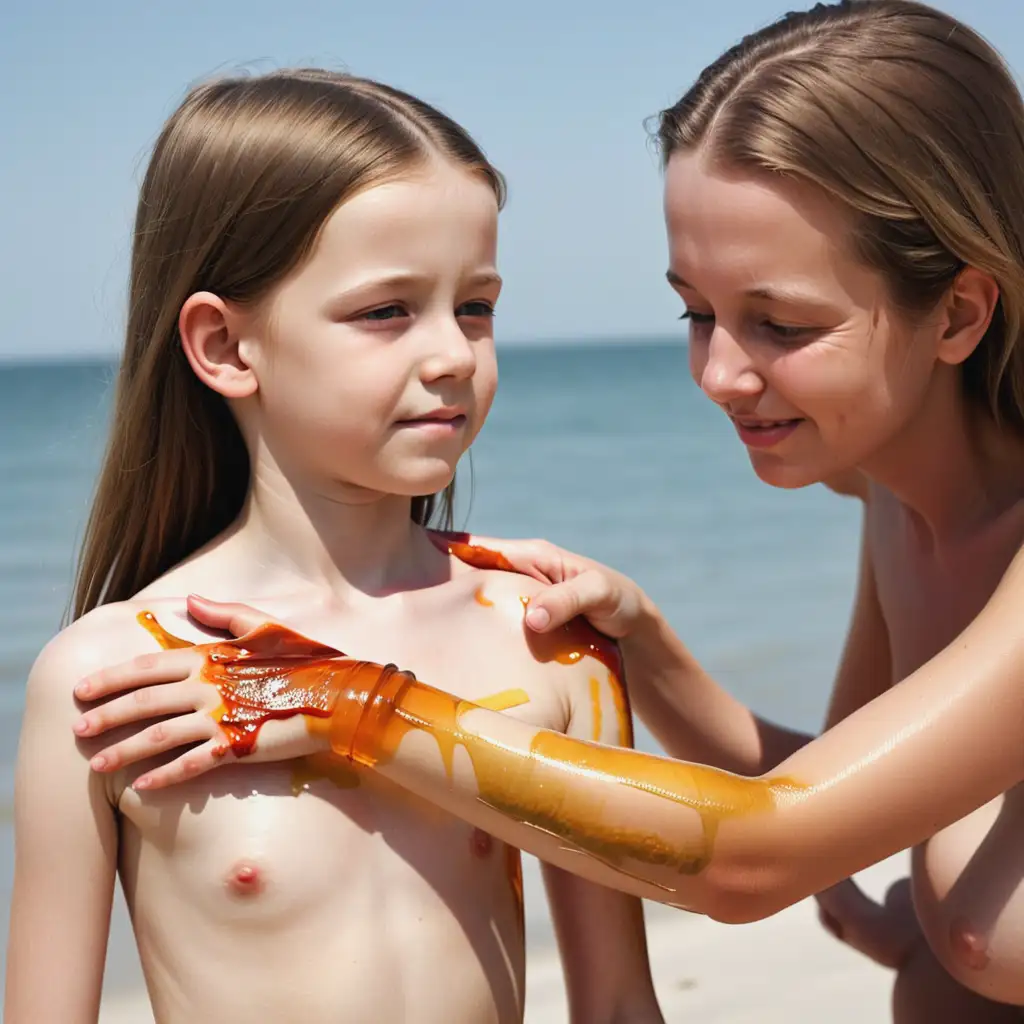 Mother-and-Daughter-Applying-Sunscreen-at-the-Beach