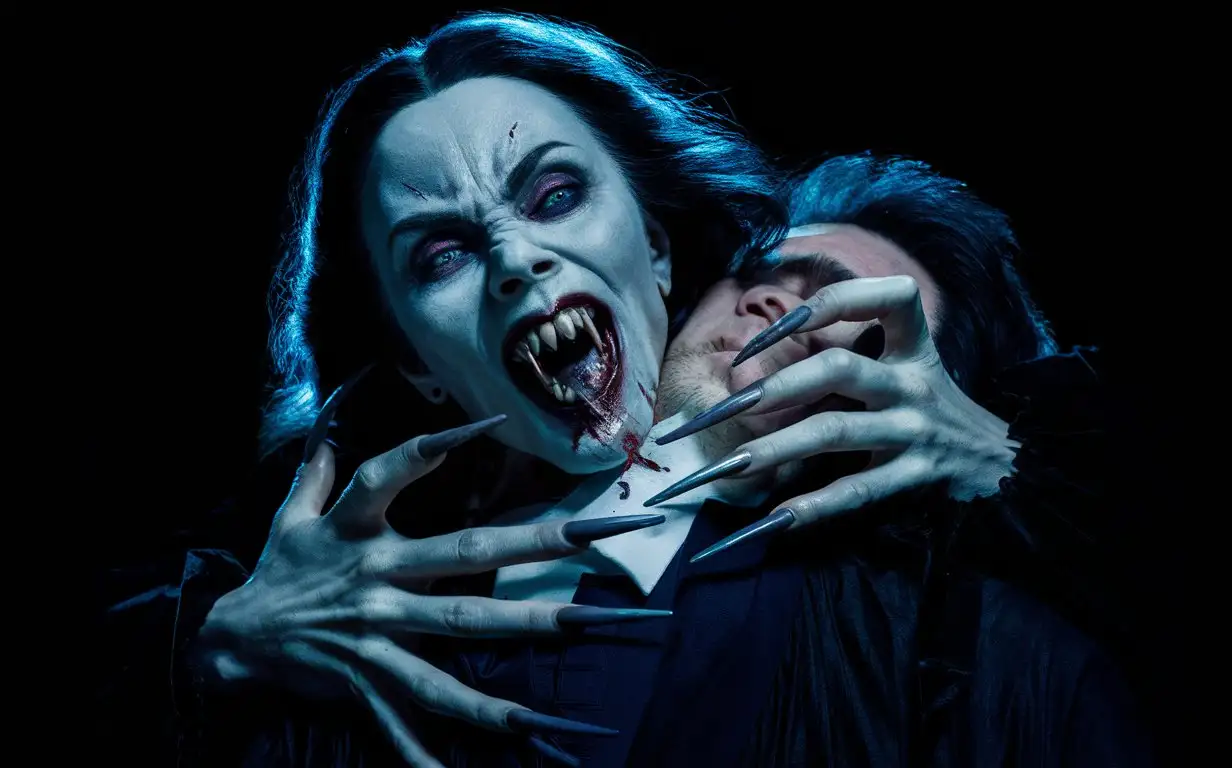 Female-Vampire-Biting-a-Man-in-Dark-and-Tense-Scene