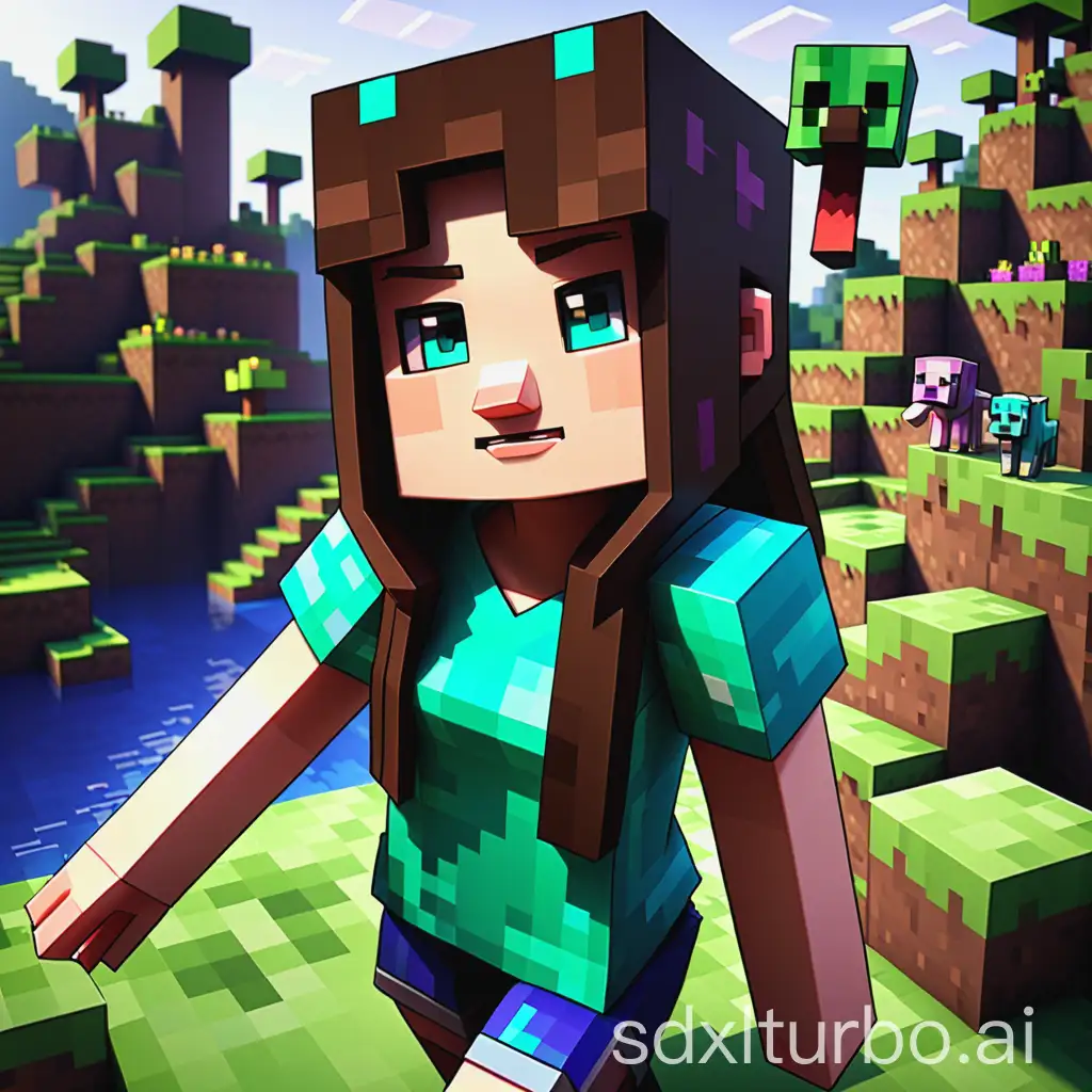 Minecraft-Girl-Character-in-Pixelated-World