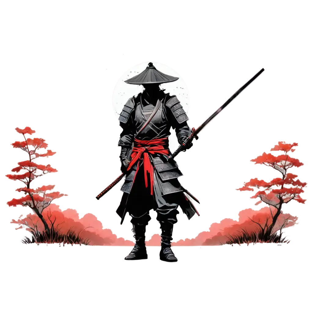 Lone-Samurai-Warrior-PNG-Captivating-Traditional-Armor-Against-a-Full-Moon