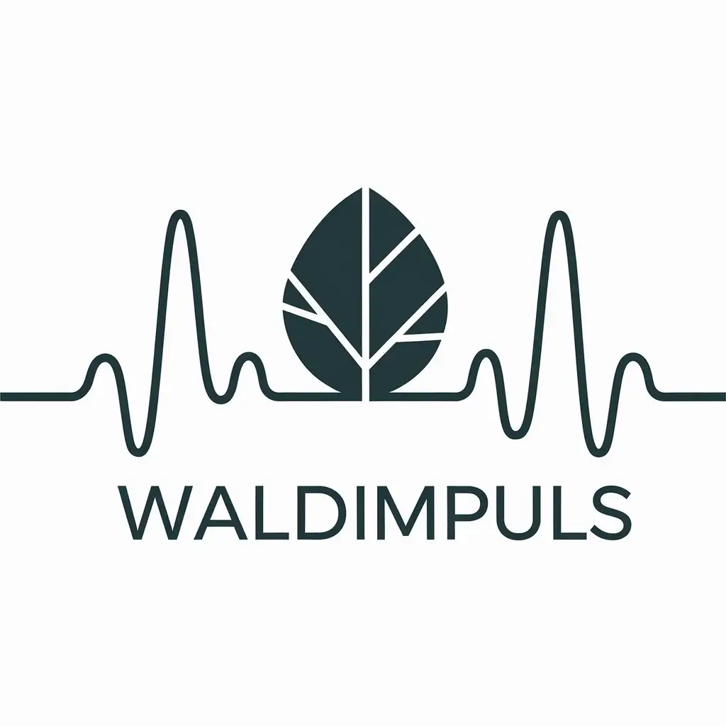 LOGO Design for Waldimpuls Minimalistic Leaf with Sinus Rhythm for Education Industry