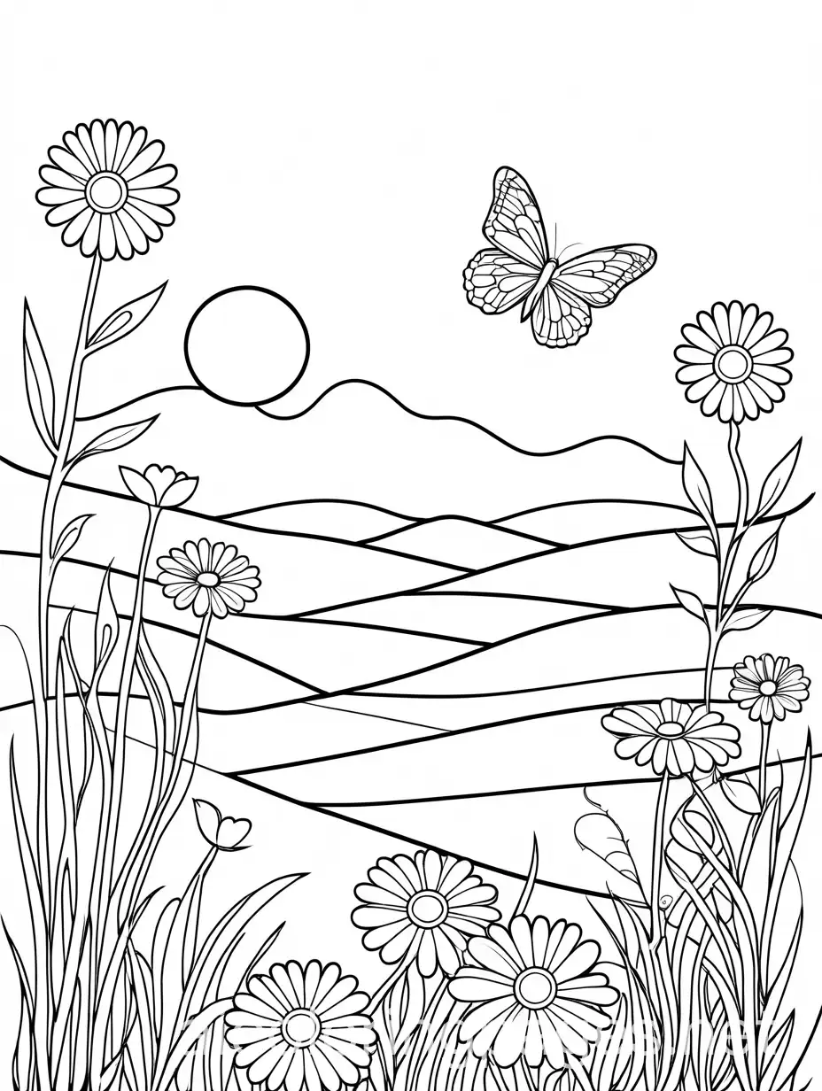 Daisy-Flower-and-Butterfly-Coloring-Page-for-Kids