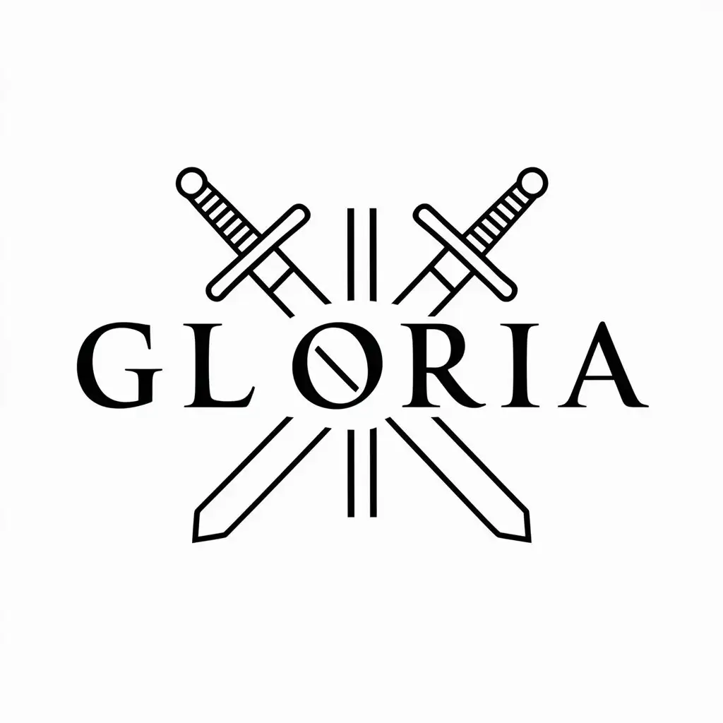 LOGO Design for GLORIA Double Swords Emblem on Clear Background