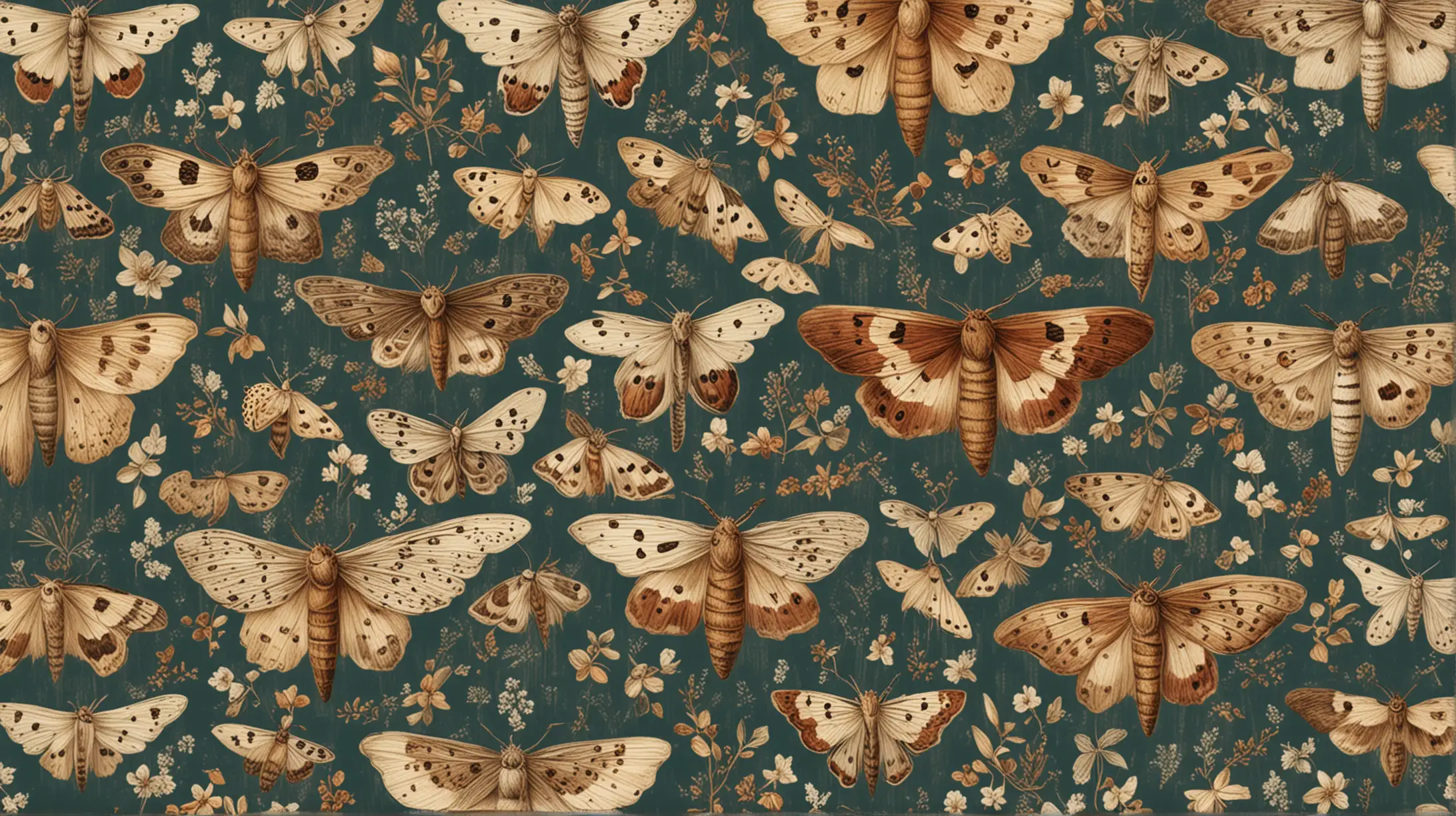 Retro BOHO Cottagecore Wallpaper Featuring Moths