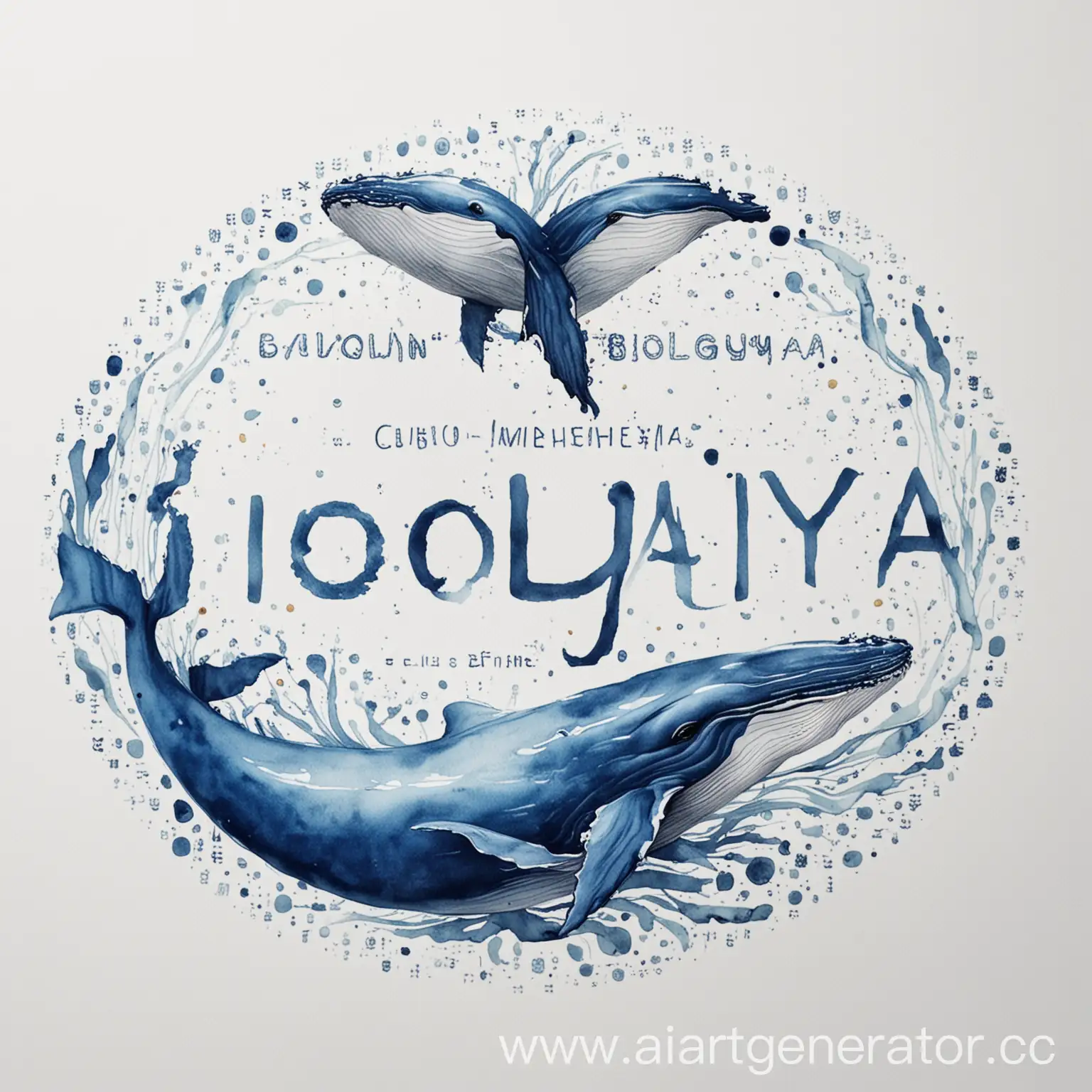 Biologiia-Text-on-White-Background-with-Whale-Element-in-Blue