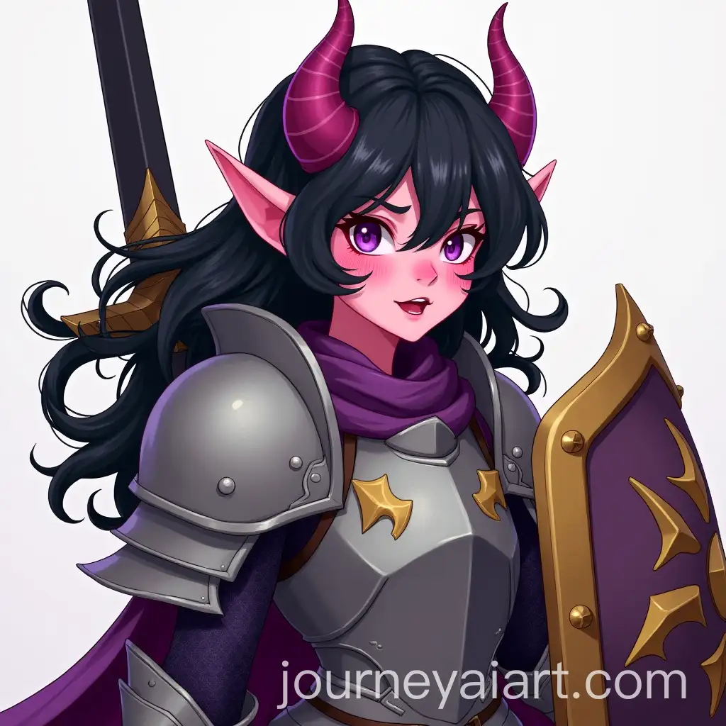 Fantasy-Demon-Girl-in-Full-Plate-Metal-Armor-with-Sword-and-Shield
