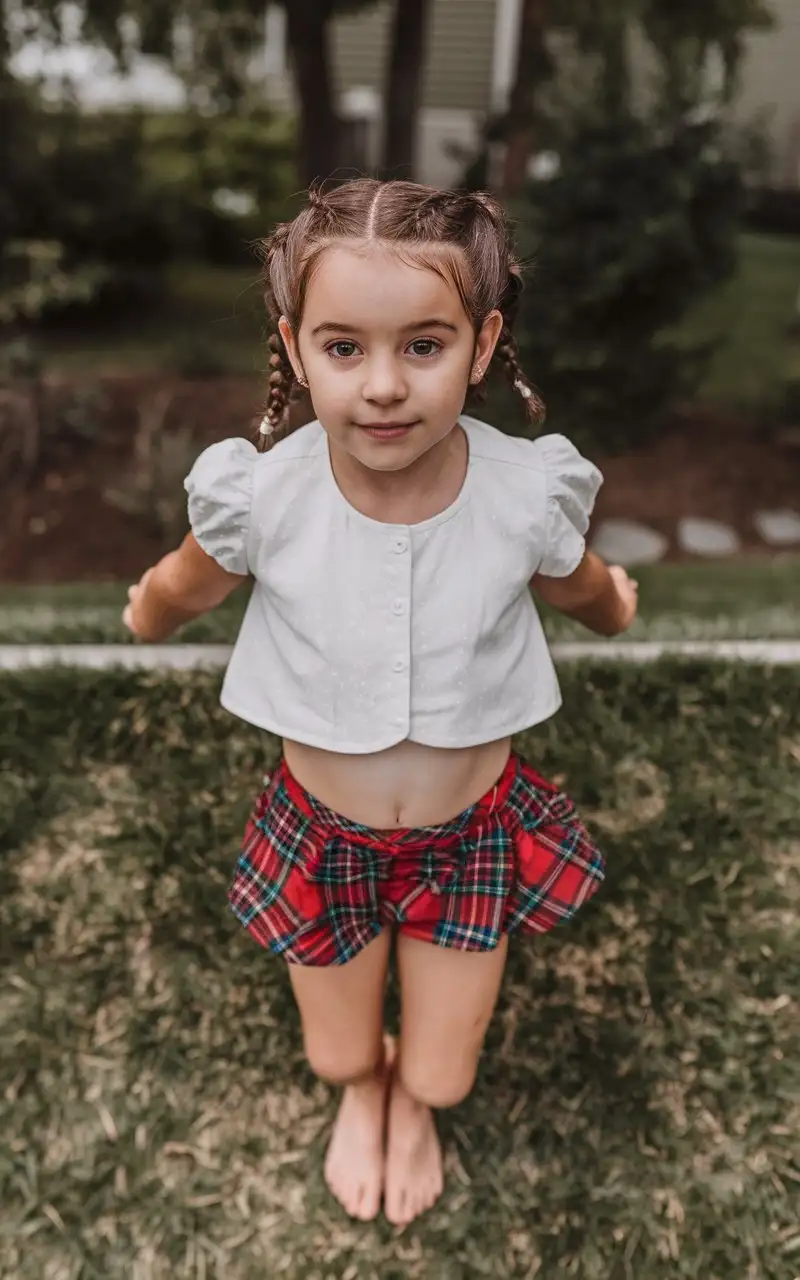 Playful-NineYearOld-Girl-in-Traditional-Outfit-Relaxing-on-a-Lawn