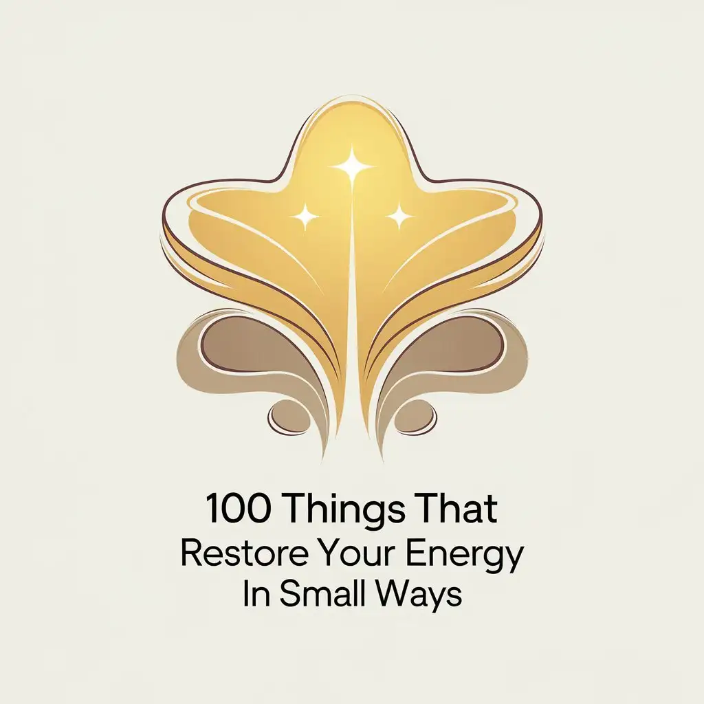 LOGO-Design-For-100-Things-That-Restore-Your-Energy-in-Small-Ways-Yellow-Background-with-Flowing-Shapes