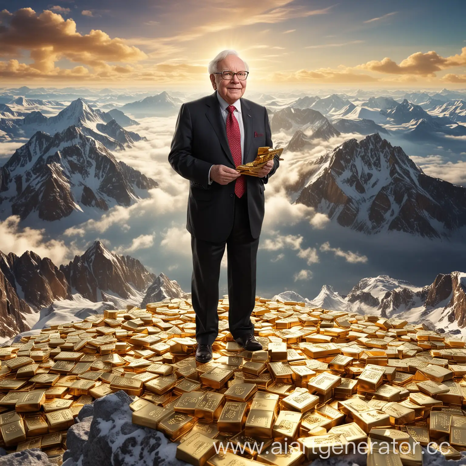 Warren-Buffett-Staying-on-Top-of-the-World-with-Gold-High-Quality-4K-Image