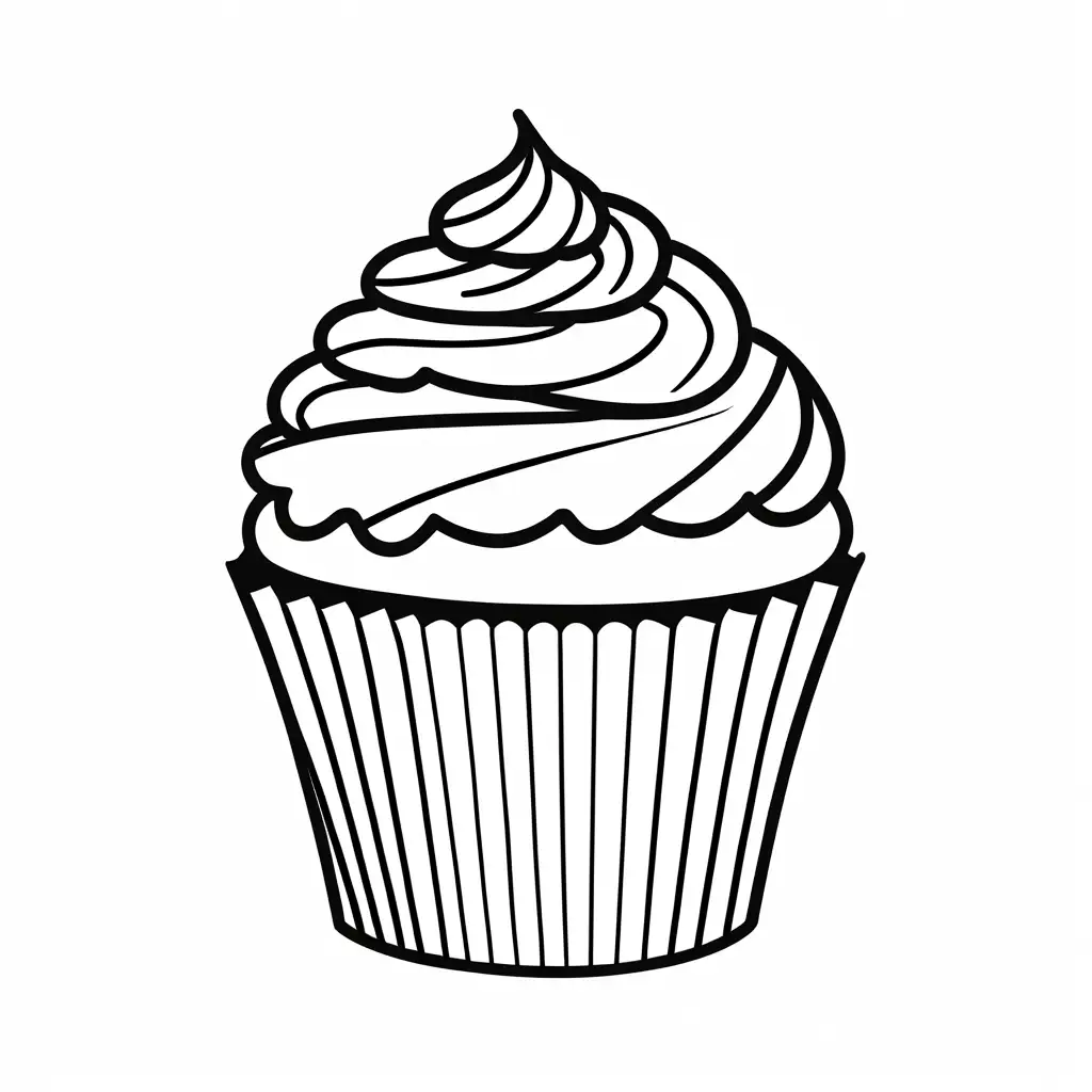 Cupcake sprinkles, Coloring Page, black and white, line art, white background, Simplicity, Ample White Space. The background of the coloring page is plain white to make it easy for young children to color within the lines. The outlines of all the subjects are easy to distinguish, making it simple for kids to color without too much difficulty