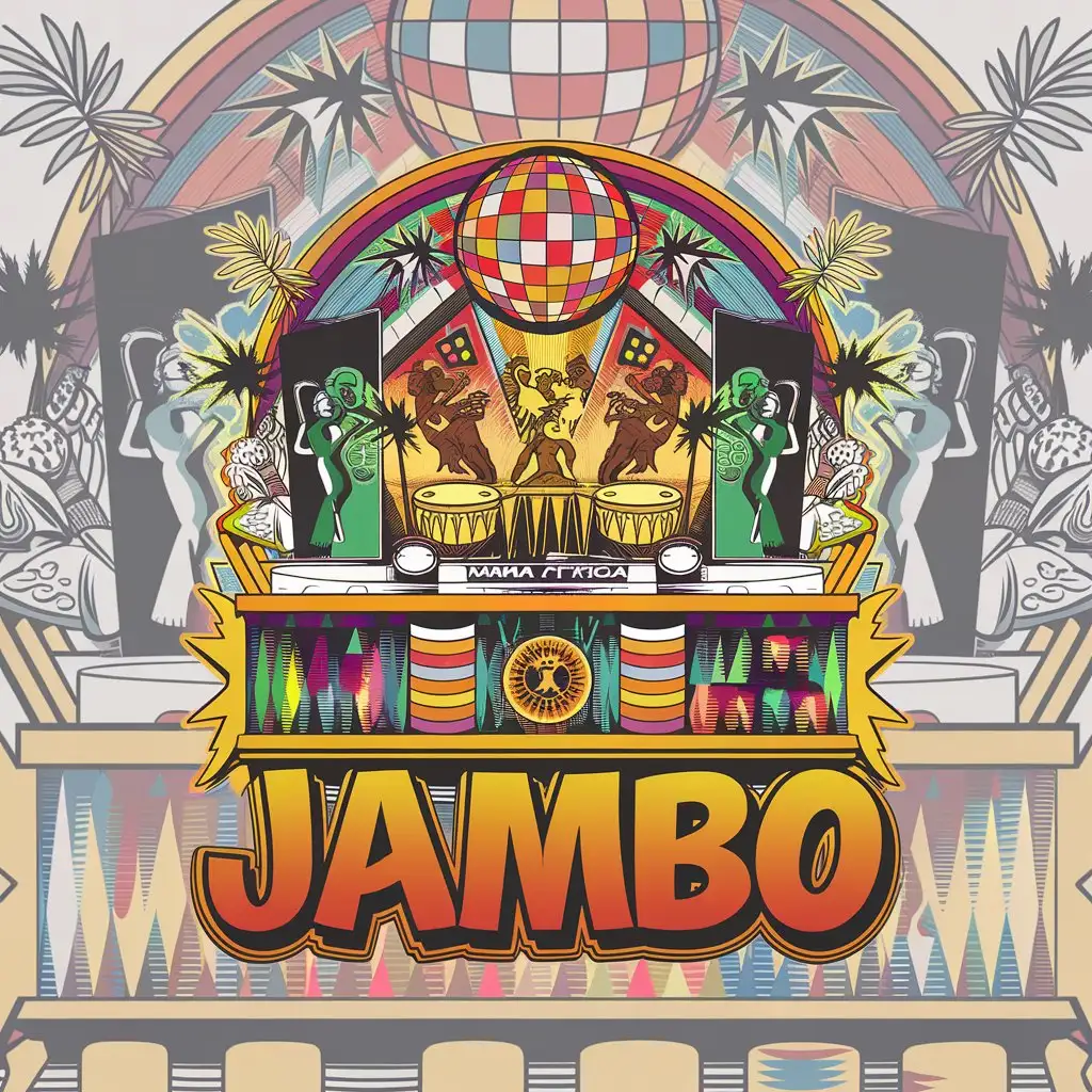 LOGO Design for JAMBO Entertainment Psychedelic Sacred Temple Music and Dance Theme