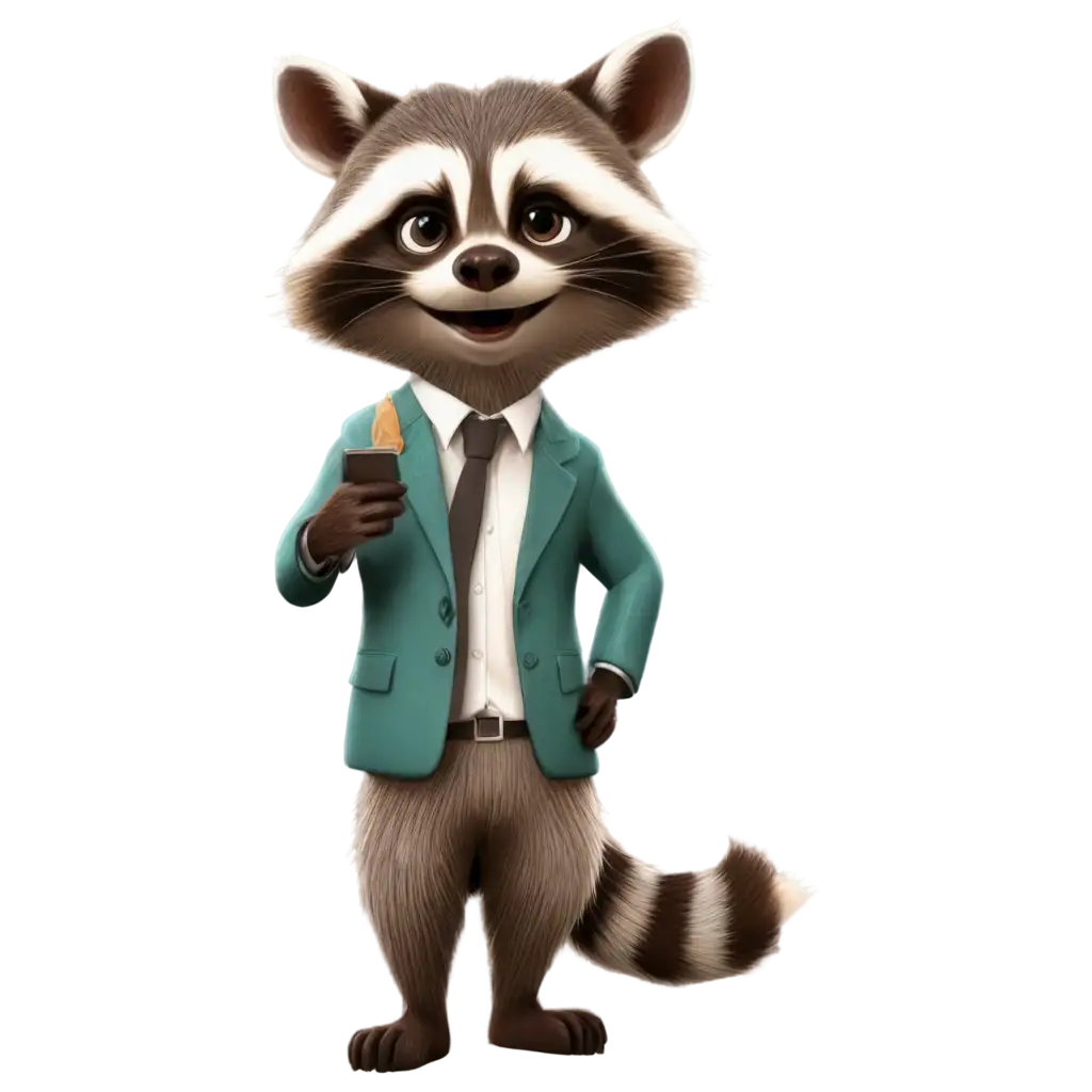 A rich cartoon raccoon