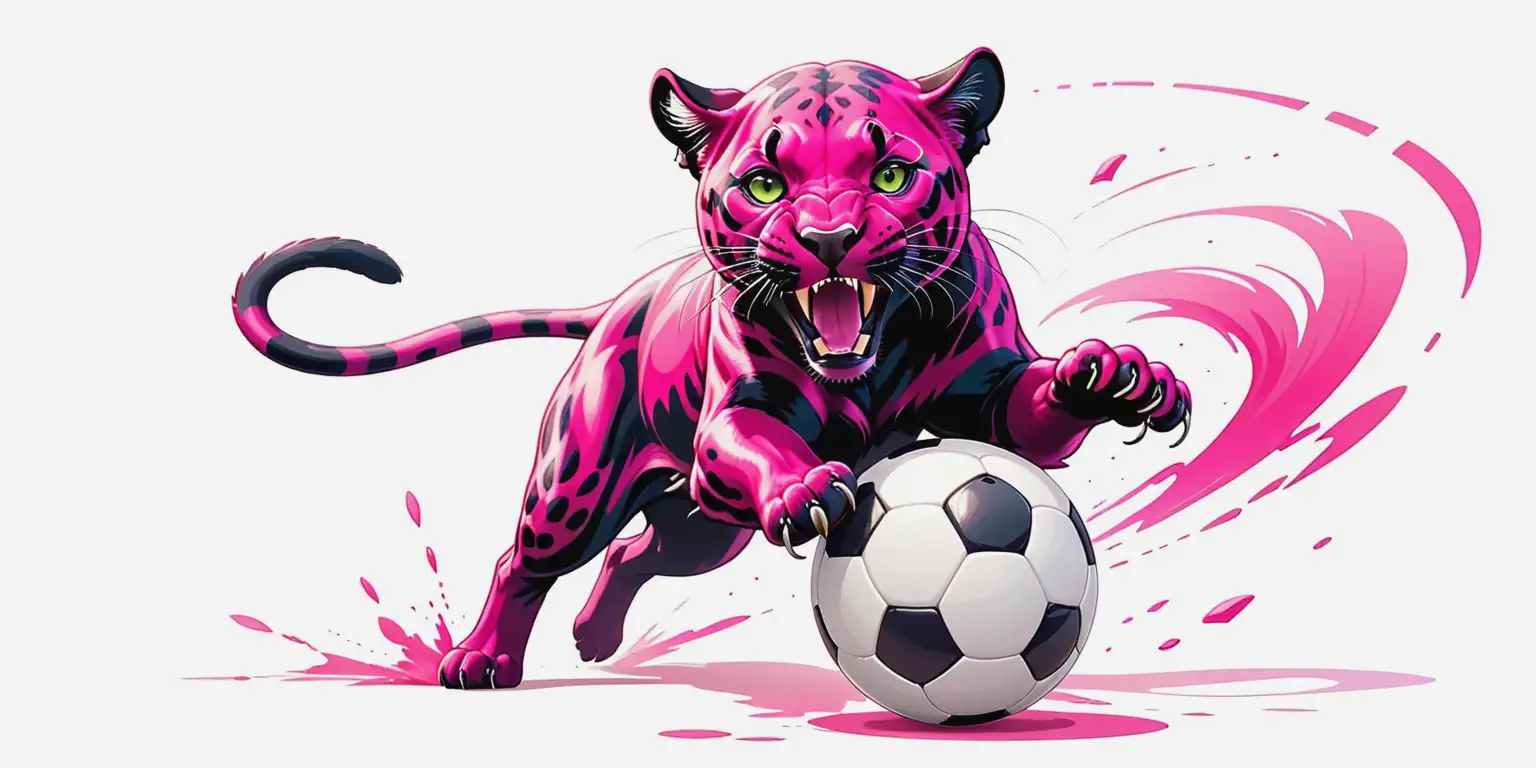 Pink Panther Attacking Soccer Ball Character Art