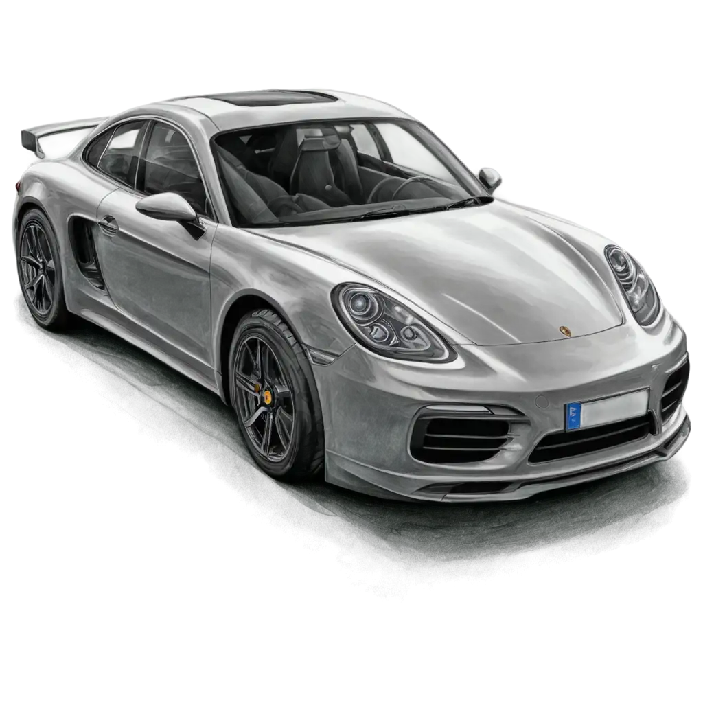 HighQuality-PNG-Sketch-of-Porsche-Car-in-Pencil-Drawing-Style