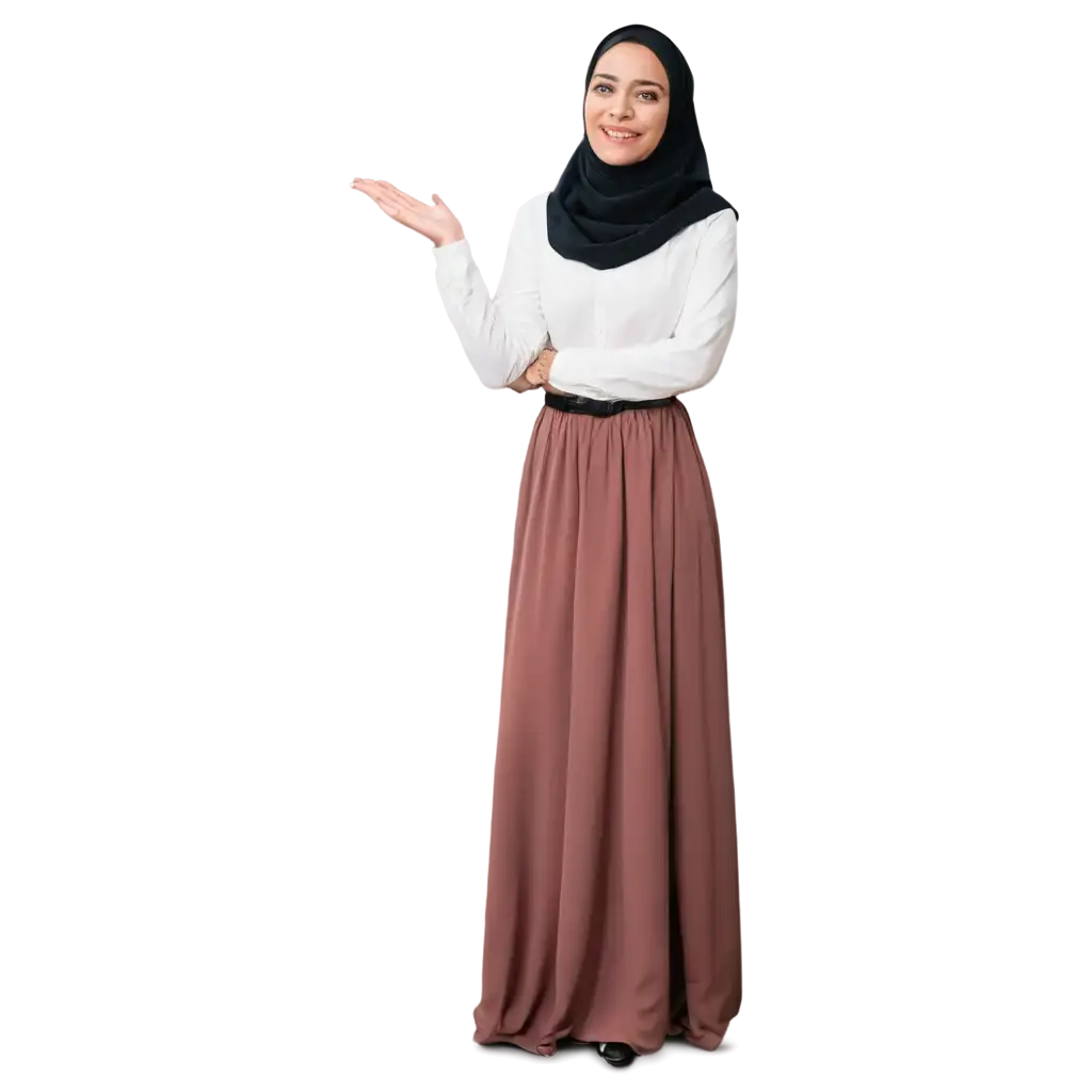 Woman-Wearing-Hijab-with-Long-Dress-Talking-PNG-HighQuality-Transparent-Image-for-Versatile-Usage