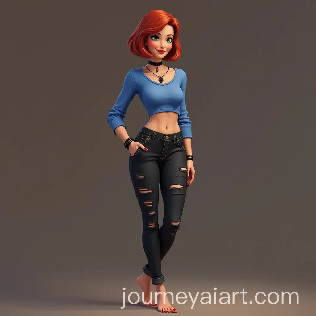 Mary-Jane-Watson-from-SpiderMan-2003-AnimatedAI-Art-Prompt-Expansion-Series-in-Casual-Outfit-Barefoot-with-Dark-Red-Pedicure