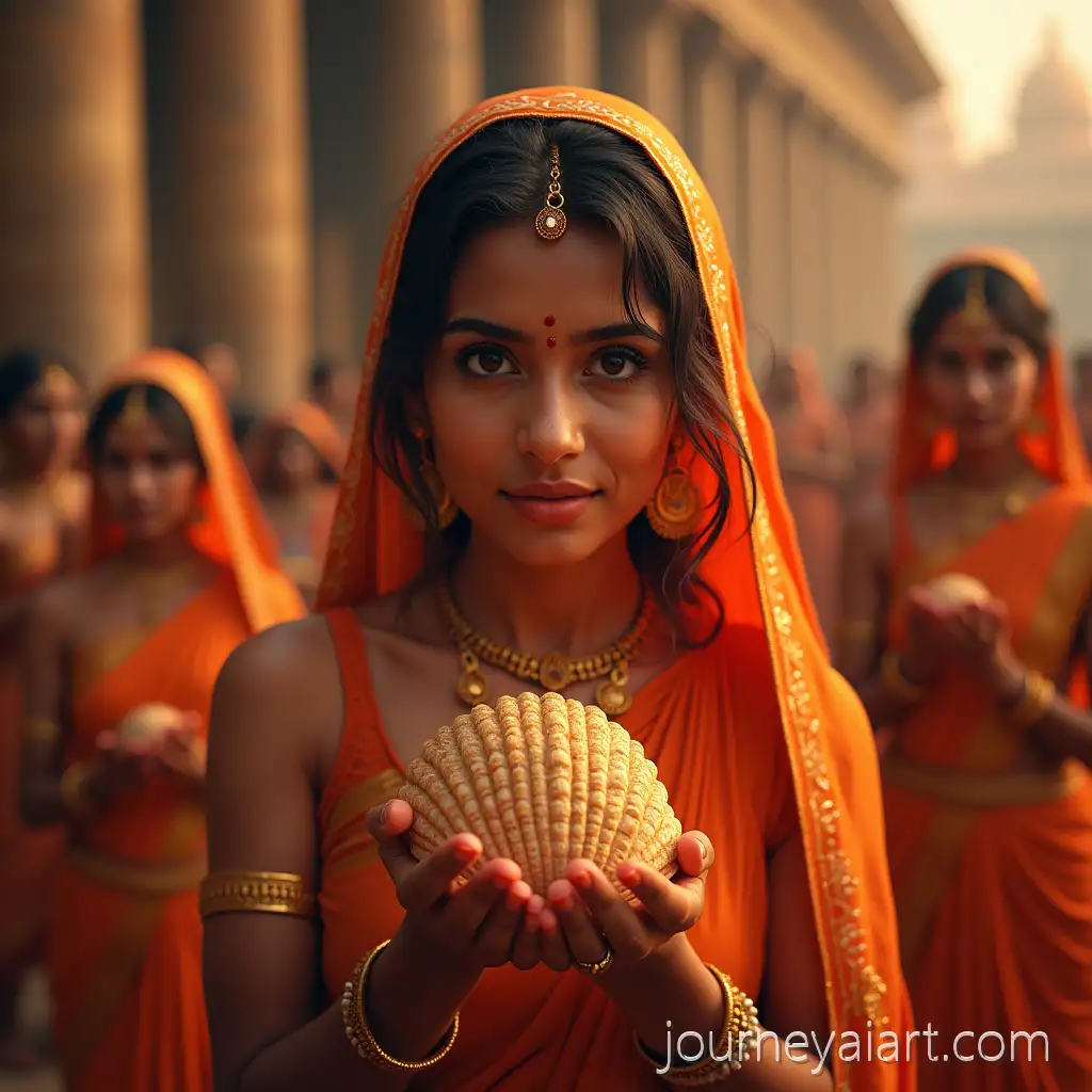 Bengali-Woman-Holding-ConBengali-woman-Durga-pujach-During-Durga-Puja-Festival