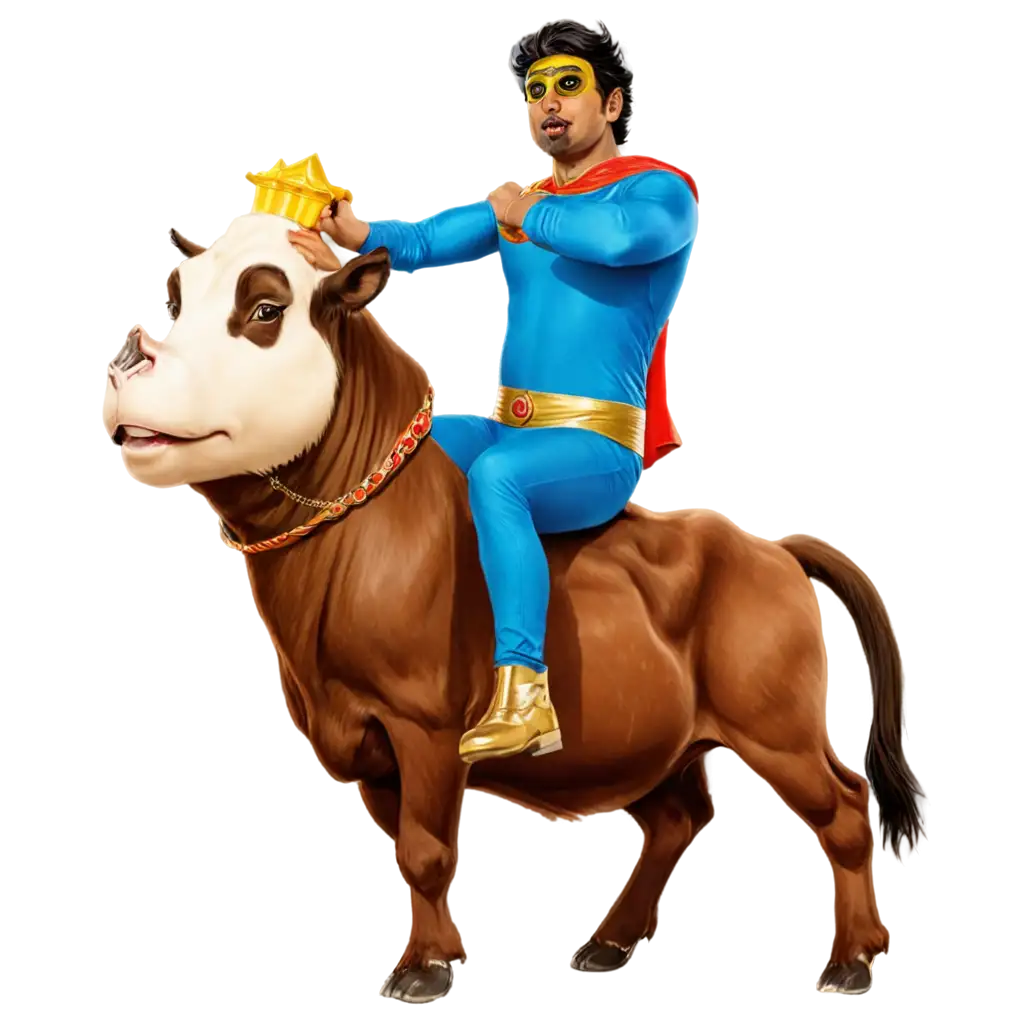 Indian-Superhero-Riding-a-Flying-Cow-with-Laser-Beam-PNG-Image