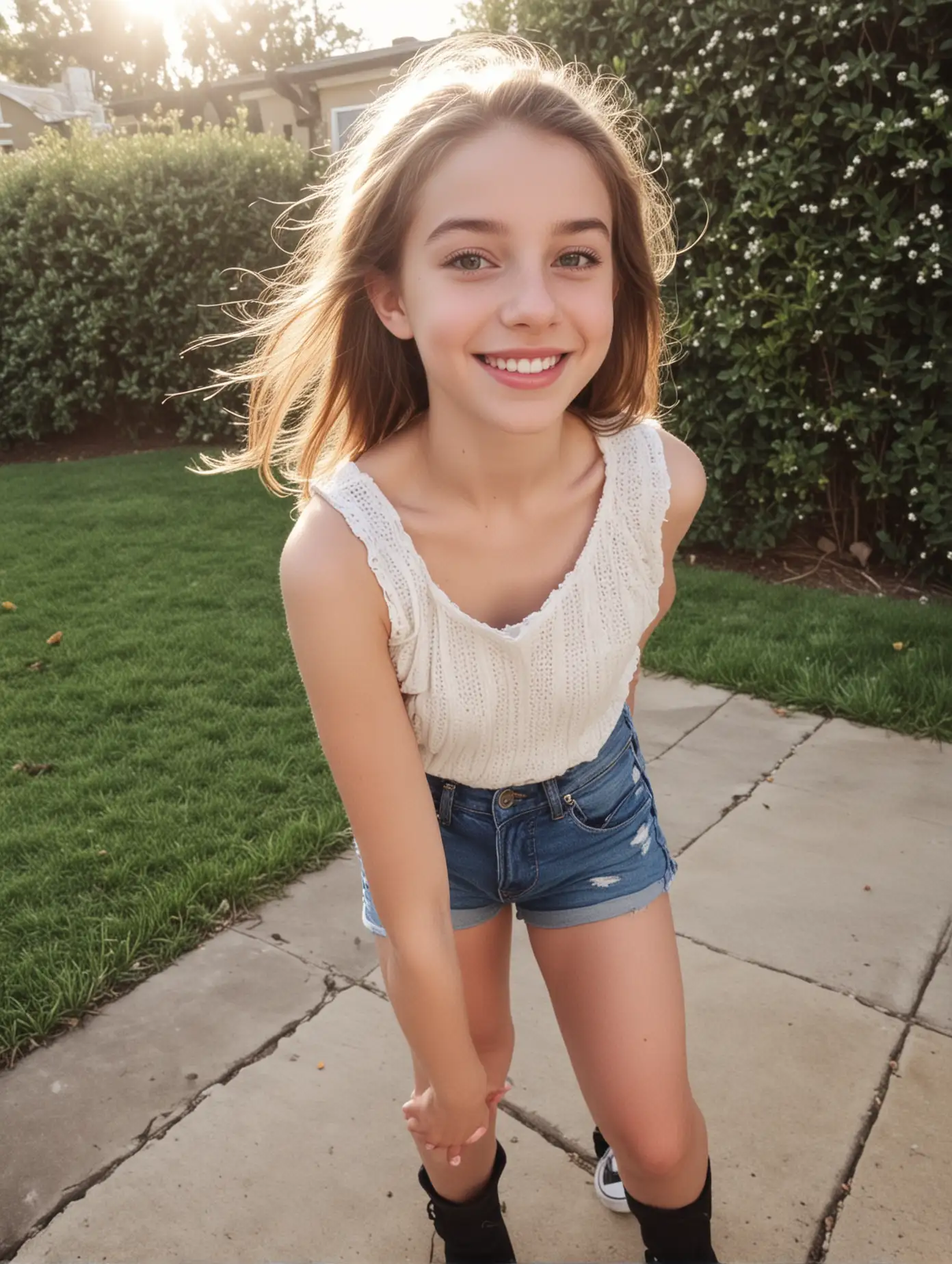 Young-Girl-in-Stonewashed-Shorts-and-Ripped-Tube-Top-Portrait