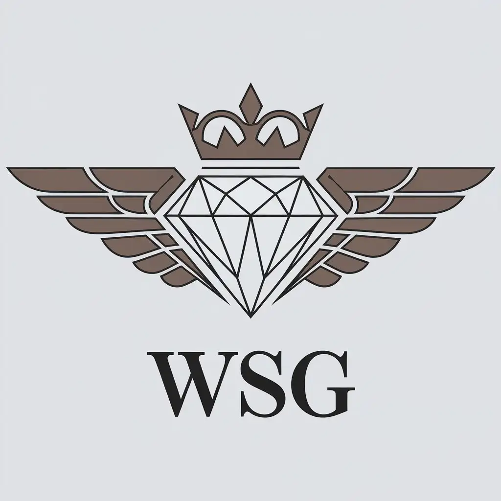 LOGO Design for WSG Diamond with Crown and Wings Symbol with Clear Background