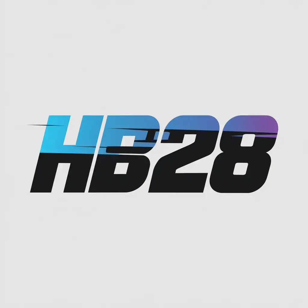 LOGO Design for HB28 Bold Motorsports Font with Bright Blue Black White Gradient for Sports Fitness