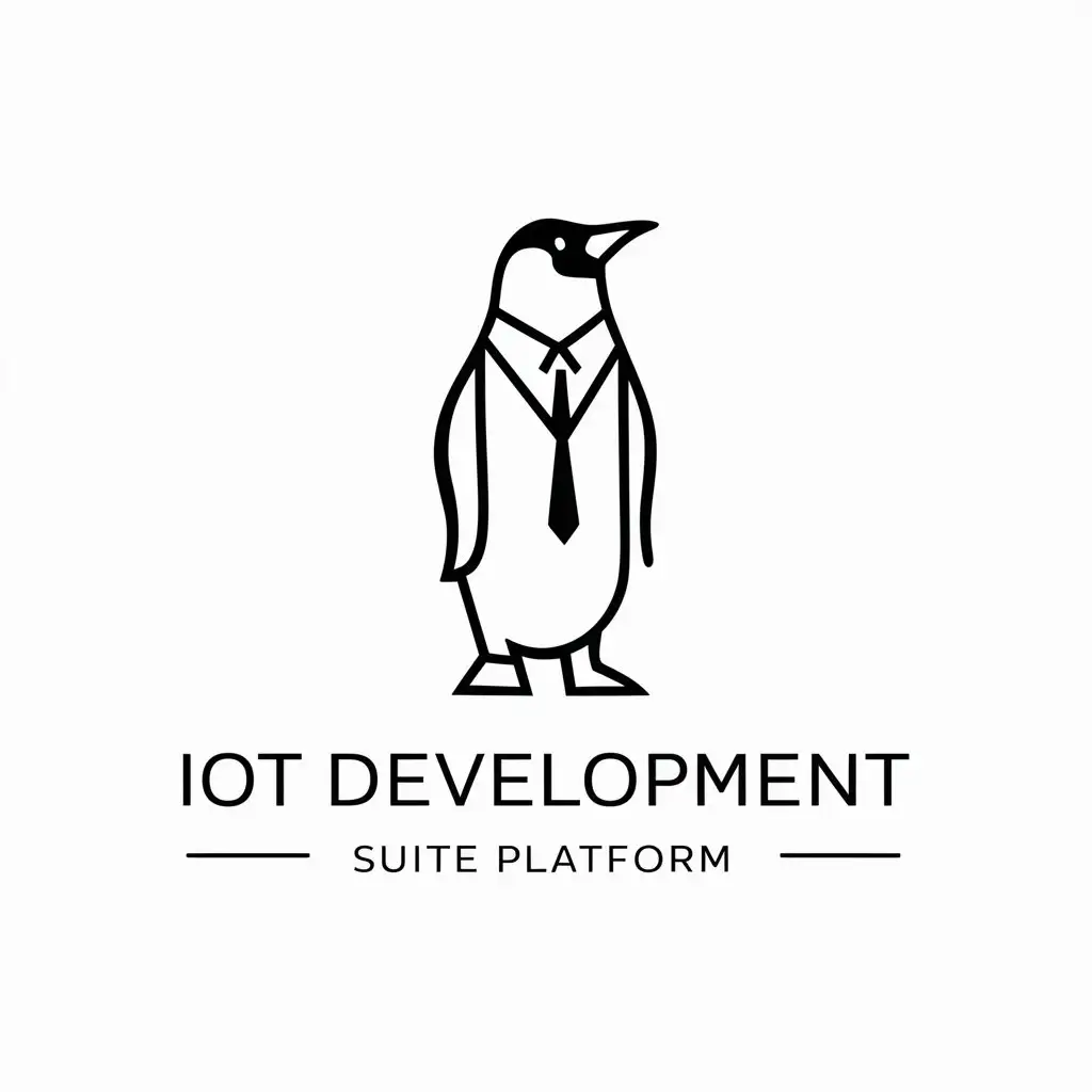 a logo design,with the text "IoT development suite platform", main symbol:penguin,Minimalistic,be used in Internet industry,clear background