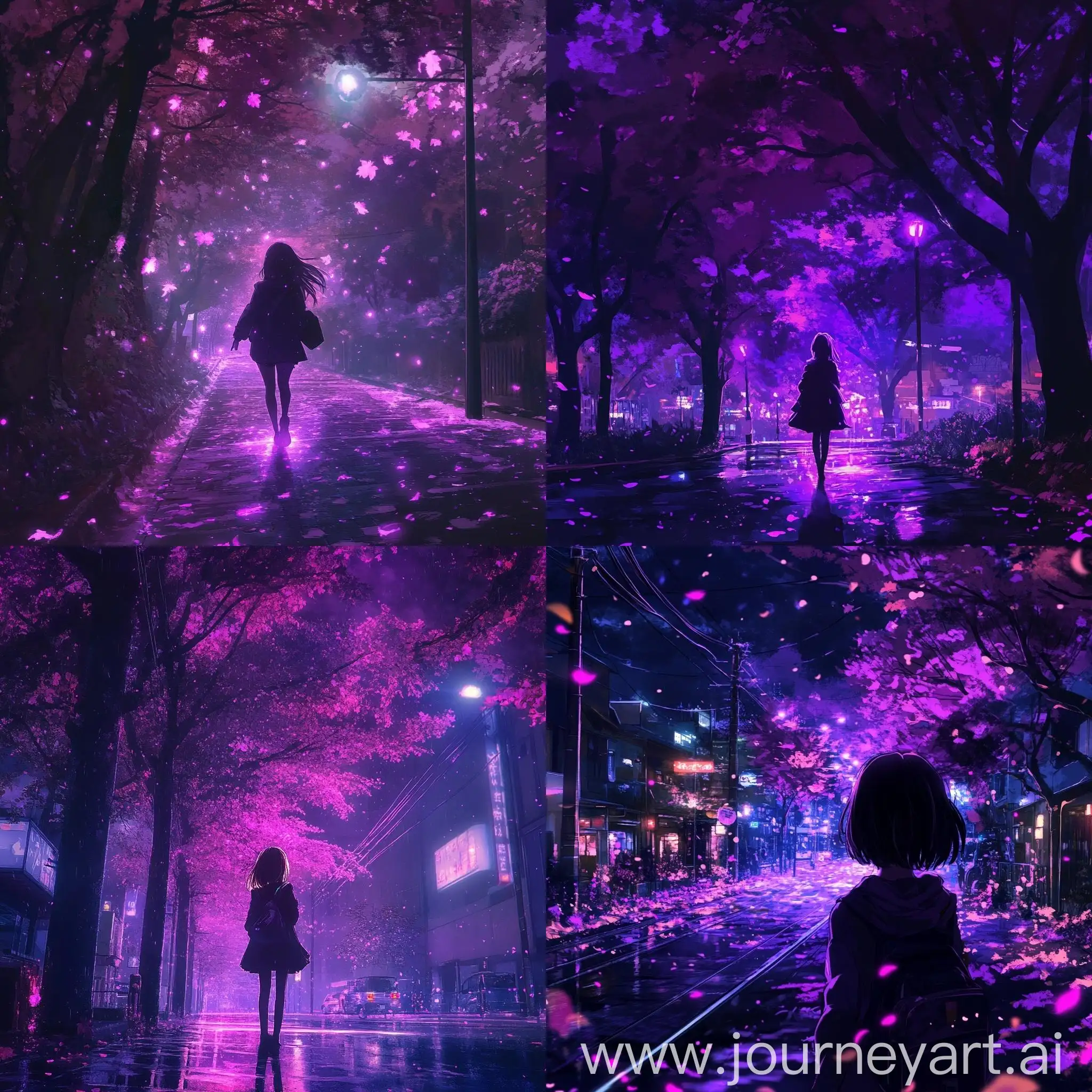 Girl-Streaming-in-Autumn-Atmosphere-Purple-Neon-Anime-Style