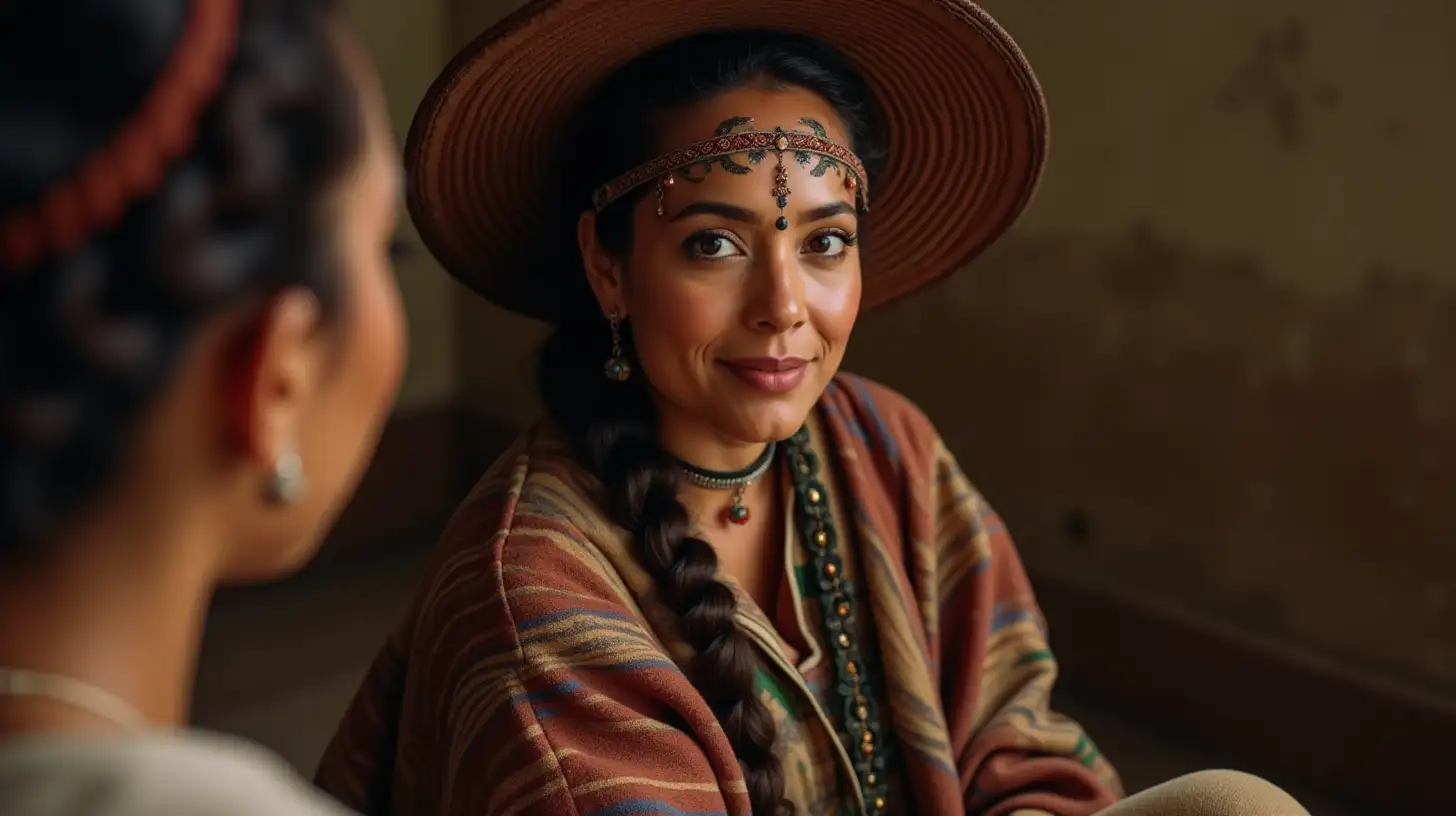 Honduran Woman in Traditional Attire with Cultural Makeup