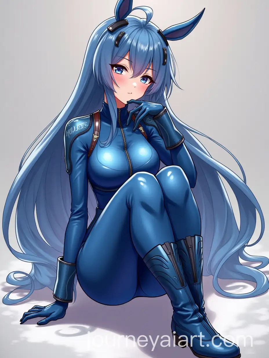 Anime-Style-Girl-in-Blue-Biker-Suit-with-Boots-Aesthetic-and-HighQuality-Art