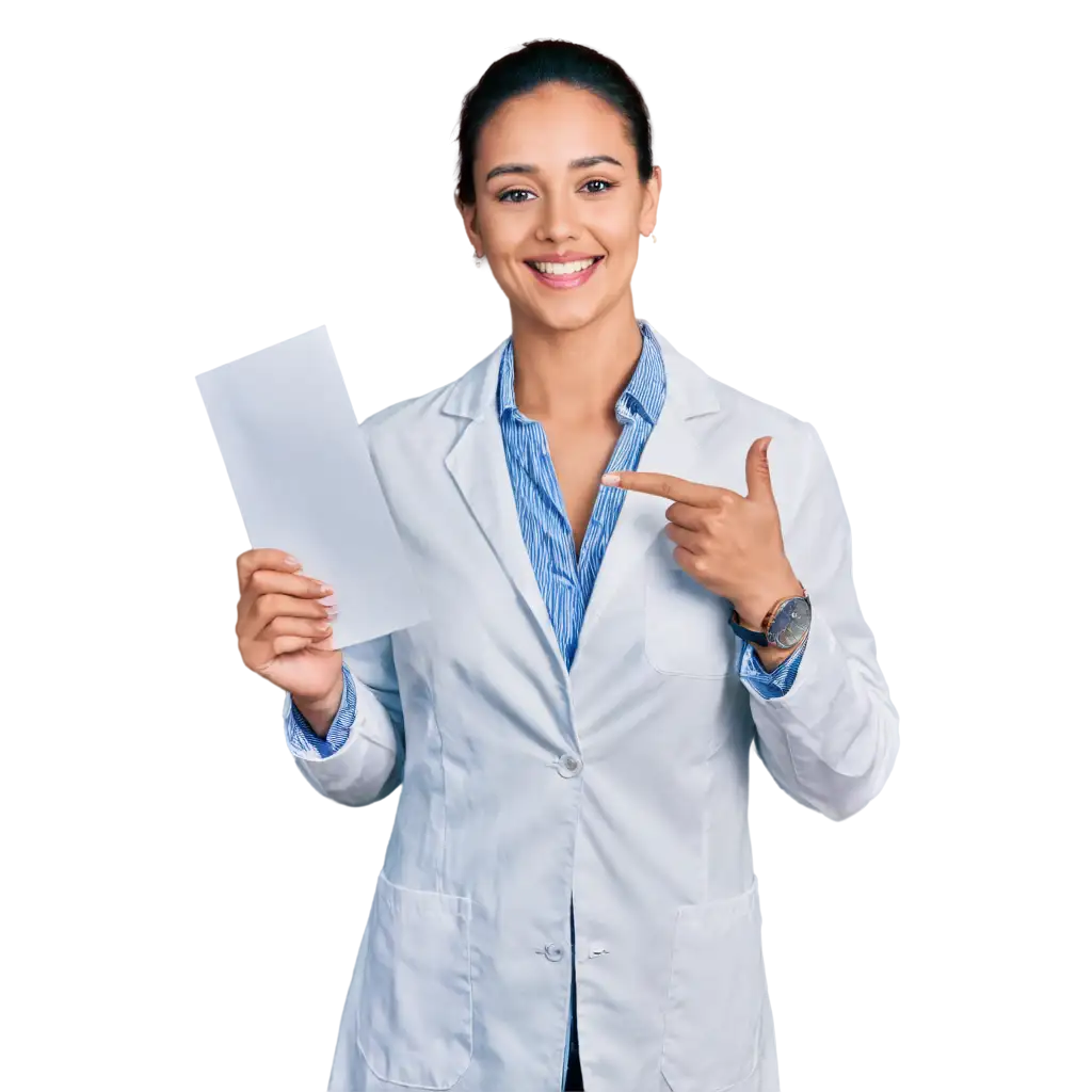 Dentist-in-Lab-Coat-with-White-Smile-Holding-Blank-Paper-PNG-Image-for-Versatile-Usage