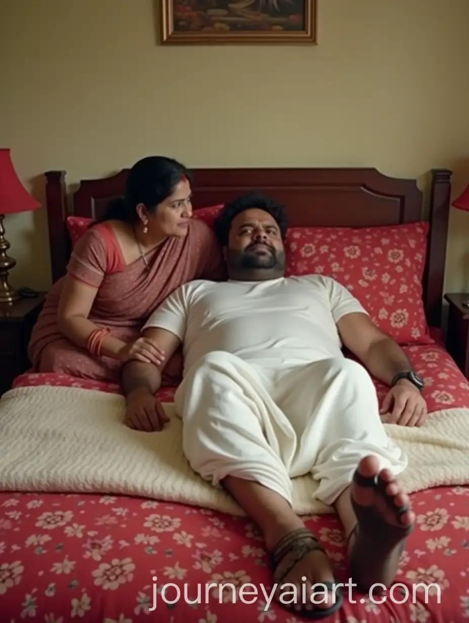 Couple-in-Bedroom-with-Wet-Bed-Sheets-and-Tension