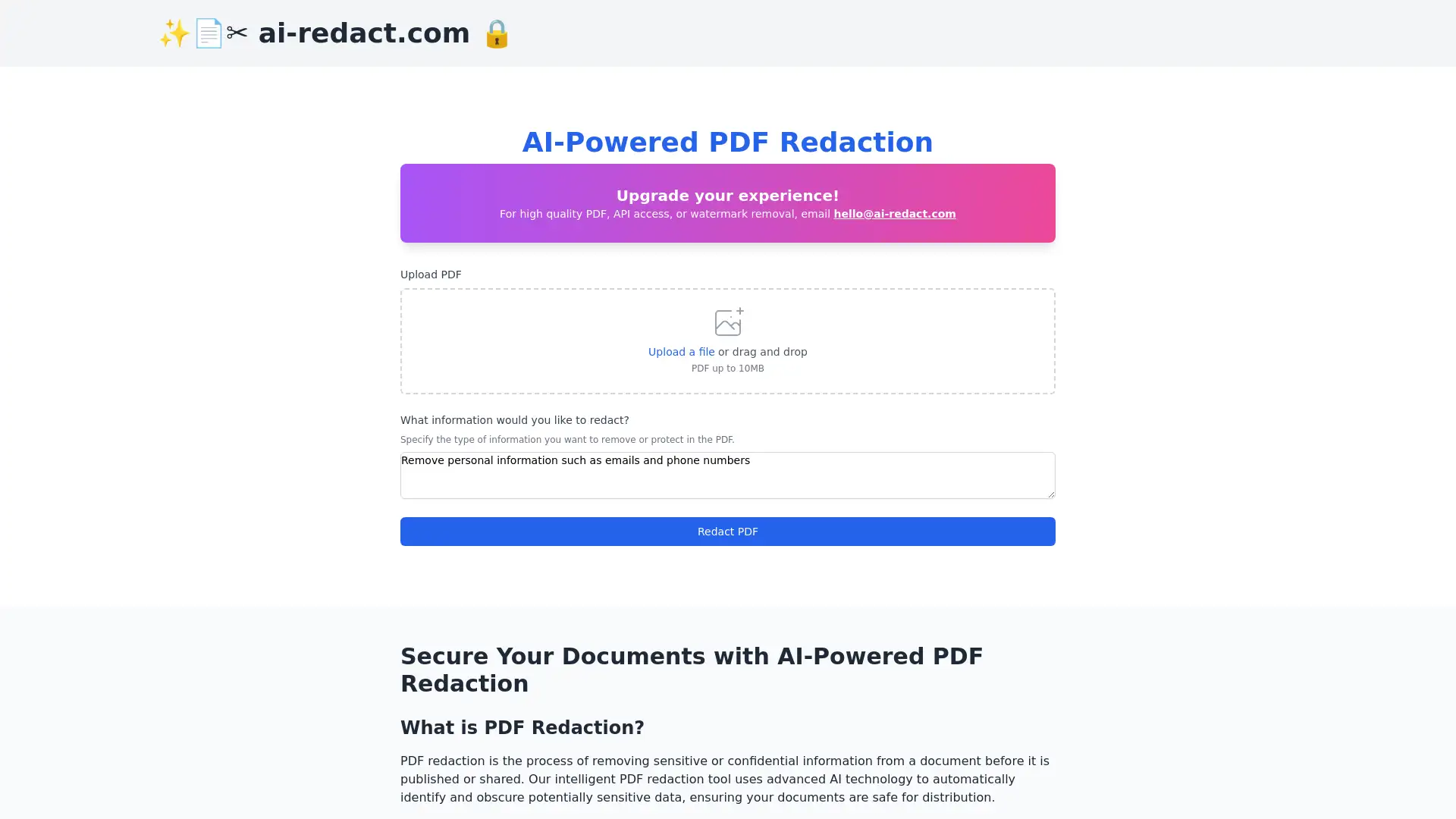 Effortlessly redact sensitive data from PDF documents.