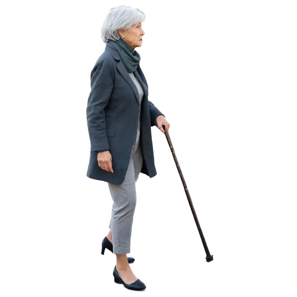 Elderly-Woman-Walking-with-a-Cane-Profile-Side-View-PNG-Image-for-Clarity-and-Detail